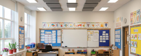 Panneaux acoustiques dans une école