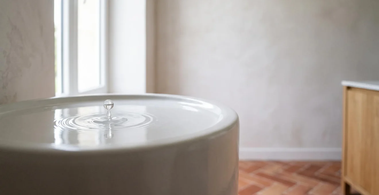Salle de bain moderne et épurée illustrant la modernisation des sanitaires pour économiser l'eau